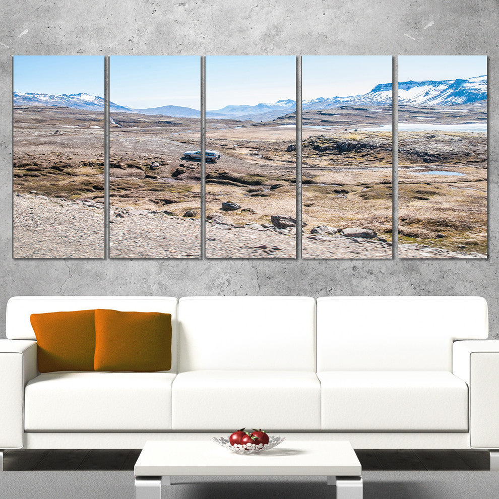 "Off-road Iceland Mountains" Landscape Wall Art Canvas Print", 5 Panels, 60"x28"