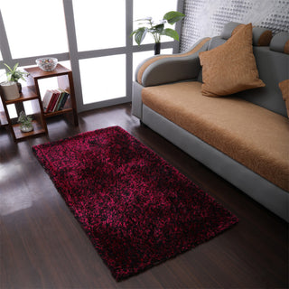 HAND TUFTED SHAG POLYESTER ECO-FRIENDLY AREA RUGS, Violet Black Color, Solid