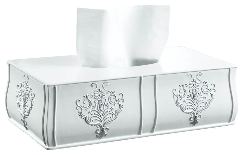 Vintage White Rectangular Tissue Box