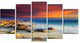 "Beach With Stones On Foreground" Seascape Art Canvas, 5 Panels, 60"x32"