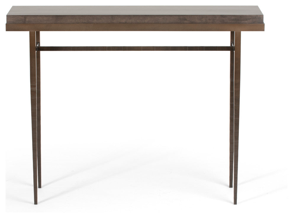 Wick 42" Console Table, Dark Smoke Finish, Maple Espresso Accents