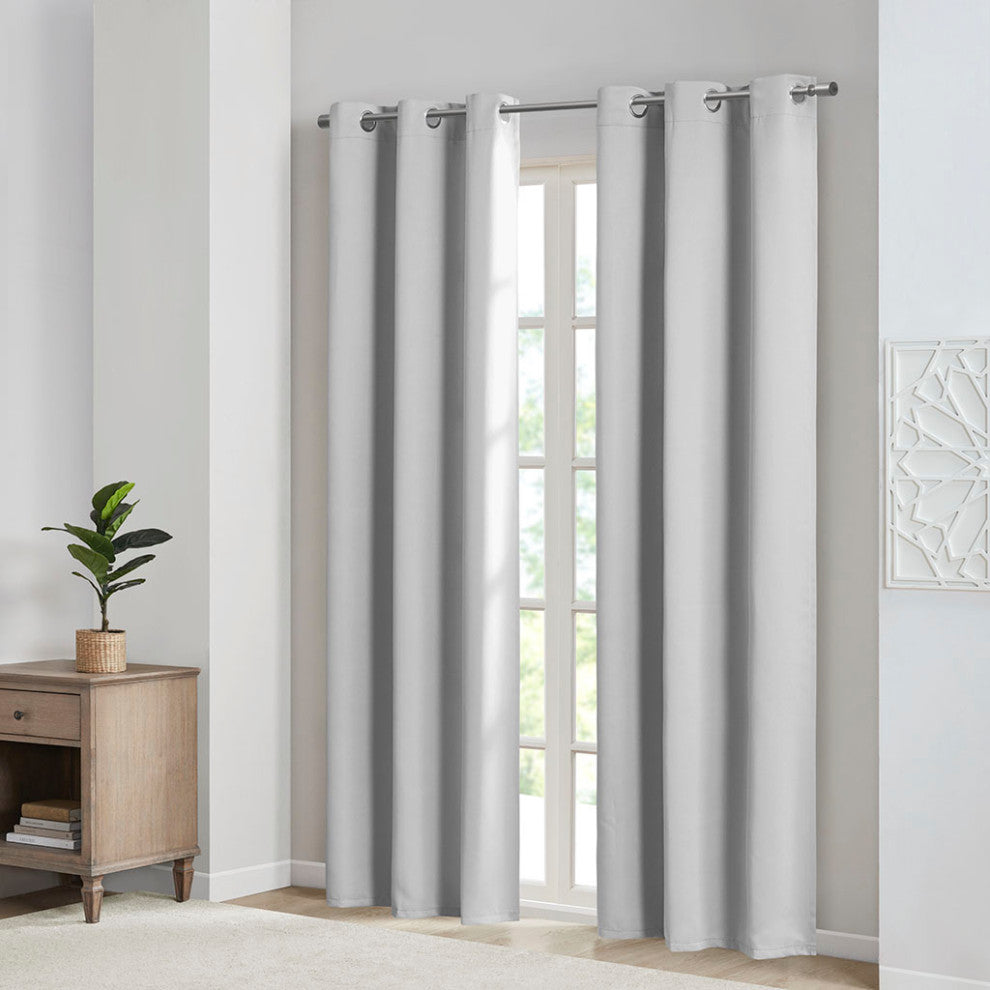SunSmart Taren Solid Blackout Triple Weave Grommet Top Curtain Panel Pair
