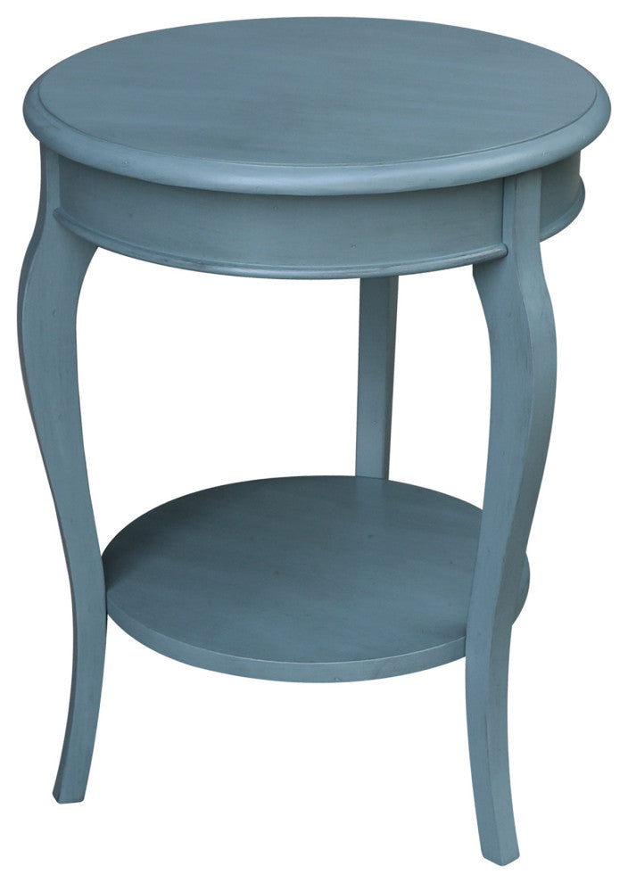 Cambria Round End Table, Ocean Blue - Antique Rubbed