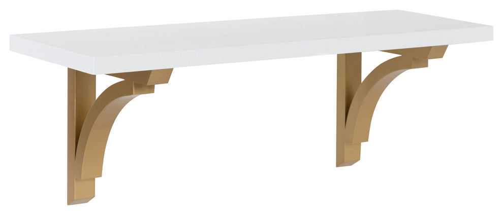 Corblynd Traditional Wood Wall Shelf, White, 36
