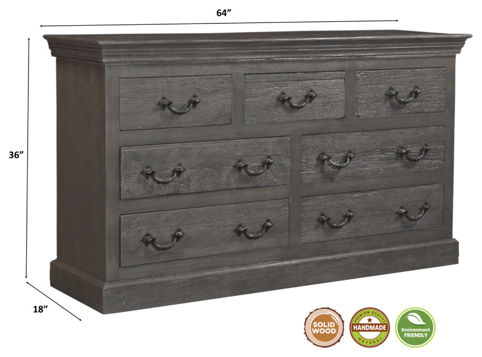 Trestle 7-Drawer Dresser, Gray