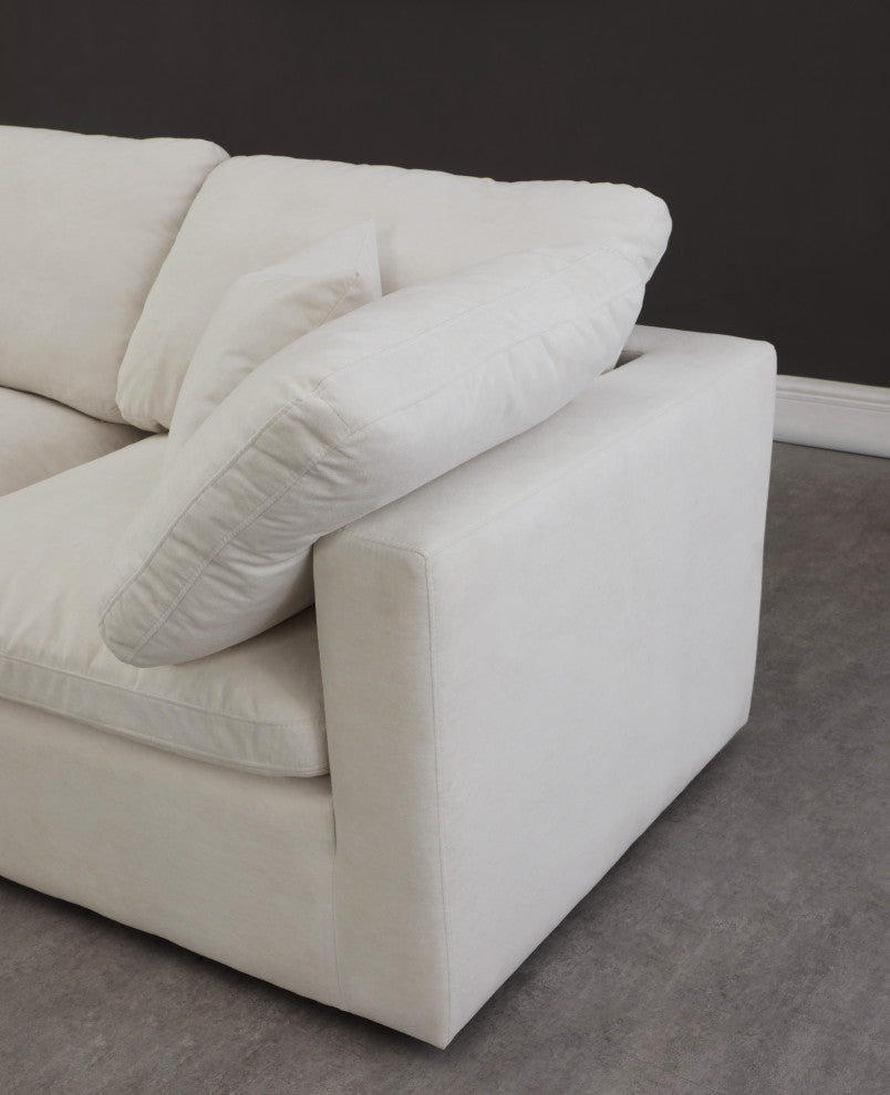 Plush Velvet / Down Standard Comfort 7-Piece U-Shaped Modular Sectional, Cream