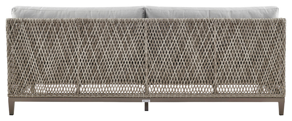 Silvana 4 Piece Outdoor Gray Fabric and Wicker Conversation Set