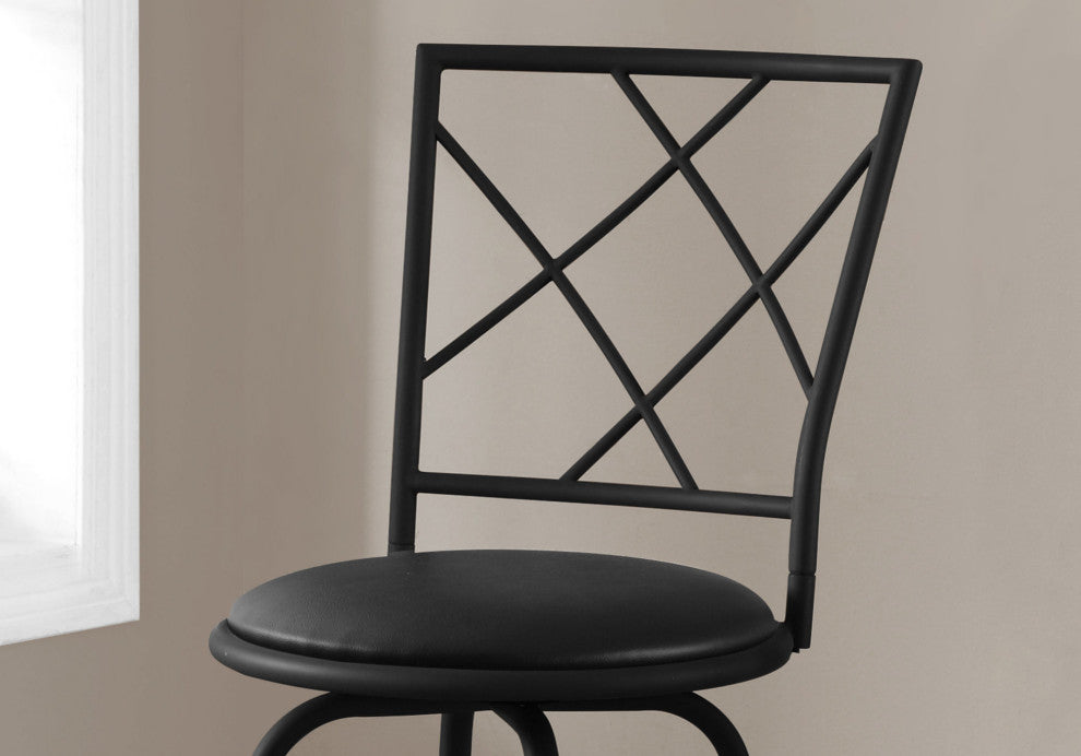 HomeRoots 32" x 32" x 88" Black Metal Foam LeatherLook Barstool 2pcs