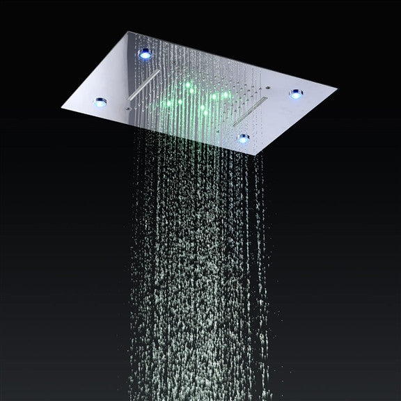 Fontana 20*14" LED Recessed Ceiling Mount Rainfall Shower System, Chrome