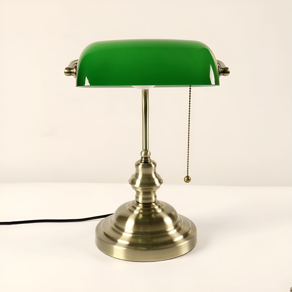 Classical vintage banker reading lamp for bedroom, study room, Green