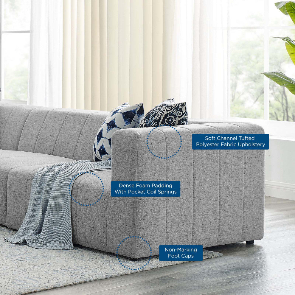 Bartlett Upholstered Fabric Upholstered Fabric 5Piece Sectional Sofa-Light Gray