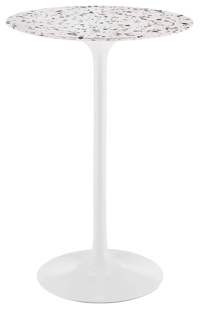 Lippa 28" Round Terrazzo Bar Table, White White
