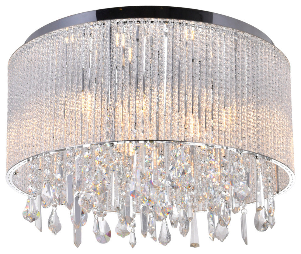 Benson 9 Light Drum Shade Flush Mount With Chrome Finish