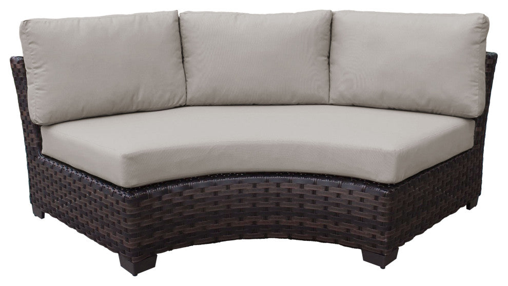 kathy ireland River Brook 8 Piece Wicker Patio Furniture Set, Almond