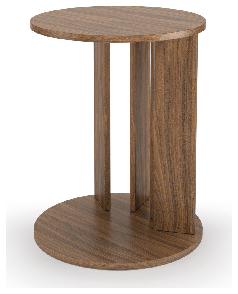 Large Mid Century Modern Sofa Side Table, Walnut