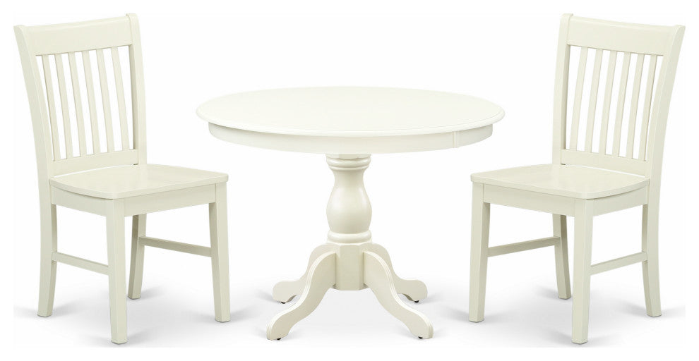 3 Pc Dining Set, Linen White Table, 2 Linen White Chairs, Linen White