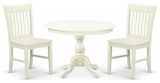 3 Pc Dining Set, Linen White Table, 2 Linen White Chairs, Linen White