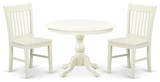 3 Pc Dining Set, Linen White Table, 2 Linen White Chairs, Linen White