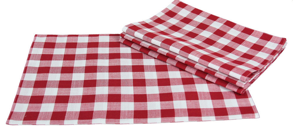 Gingham Check Placemats, 13"x19" Red, Set of 4