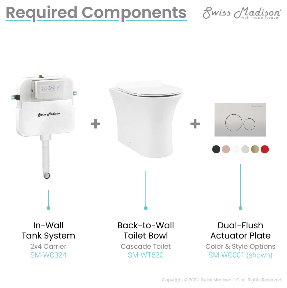 Cascade Back-to-Wall Elongated Toilet Bowl