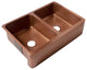 Lange Copper 32" Double Bowl Farmhouse Apron Front Undermount Kitchen Sink