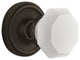Classic Rosette Privacy Waldorf White Milk Glass Knob, Oil-Rubbed Bronze