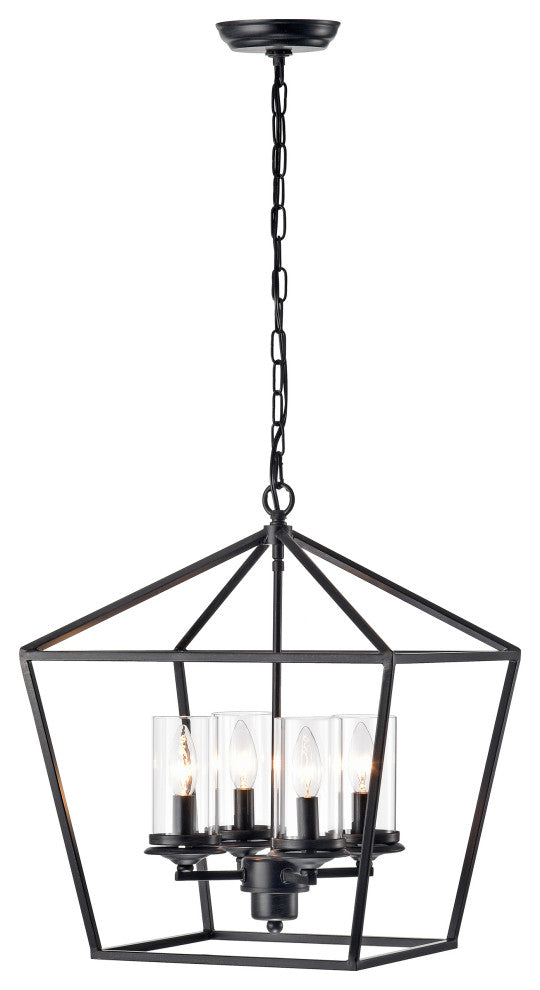 Viera Modern Black Brushed Coffee 4-Light Chandelier