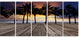 "Old Wood Terrace On Sea Beach" Modern Landscape Wall Art, 5 Panels, 60"x28"