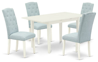 5Pc Rectangle Dinette Set, 4 Parson Chairs, Rectangle Dining Table, Linen White