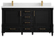Aberdeen 60 Double Bathroom Vanity in Black 2" White Quartz