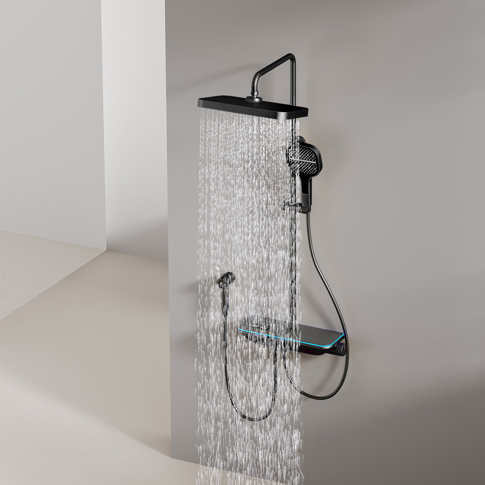 Thermostatic Complete Shower System with Handheld Shower and Bidet, Matte Black