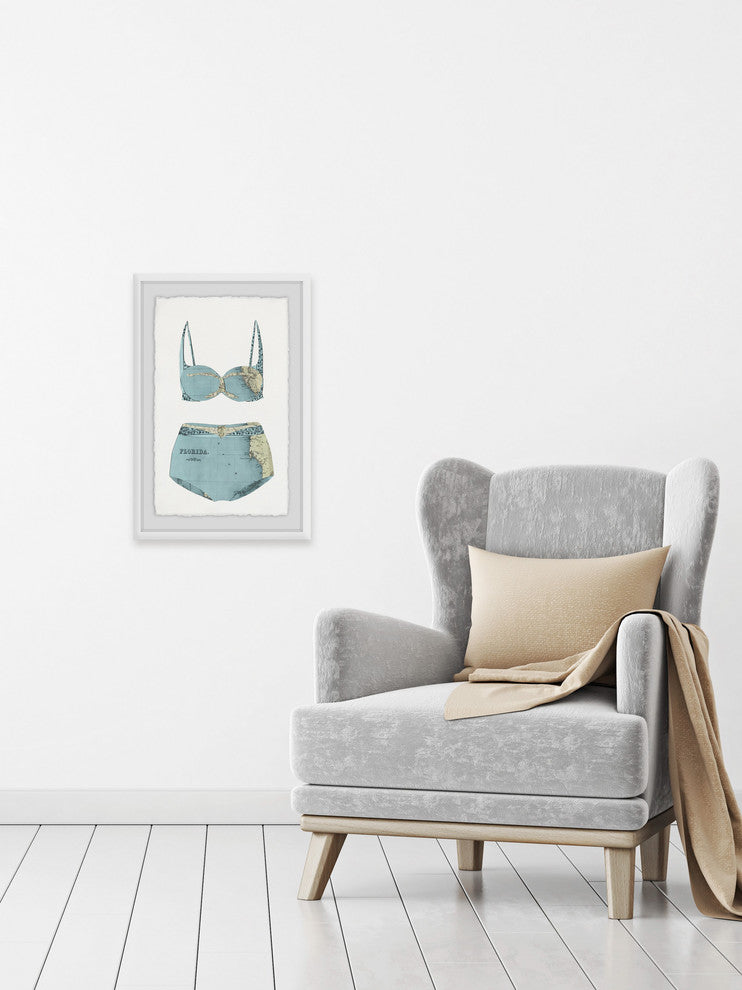 "Teal Bikini" Framed Painting Print, 30"x45"