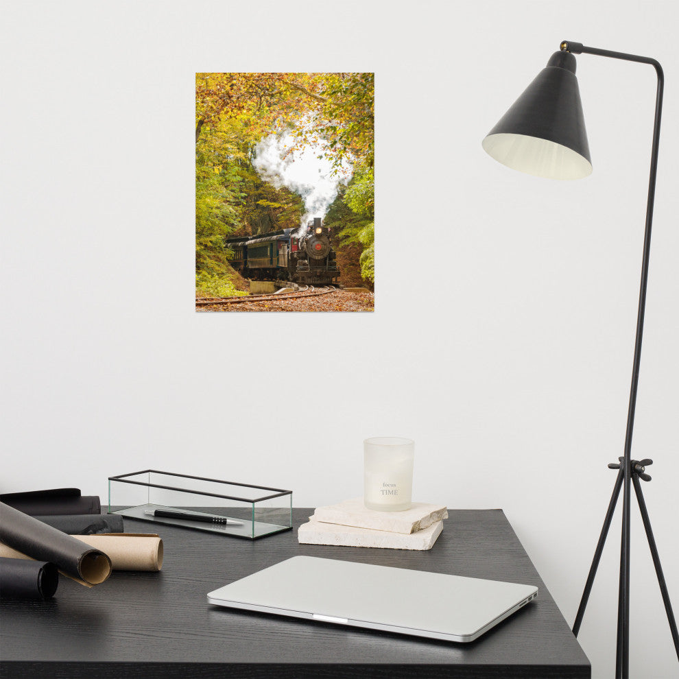 Wall Art Print Steam Train with Autumn Foliage Landscape Photo Unframed, 12" X 16"