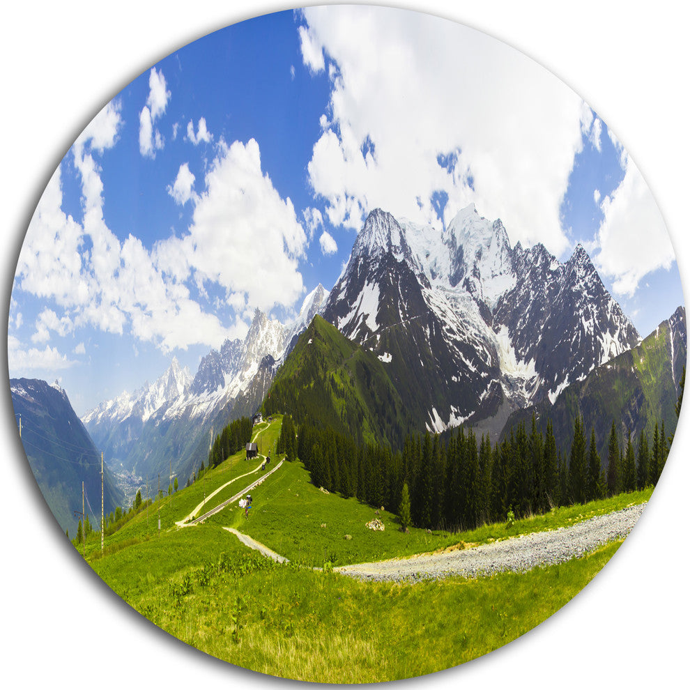 Valley In French Alps Panorama, Landscape Round Wall Art, 23"