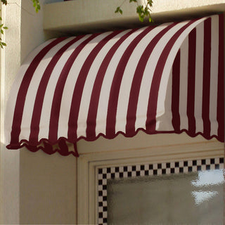 Awntech 5' Savannah Acrylic Fabric Fixed Awning, Burgundy/Tan Stripe