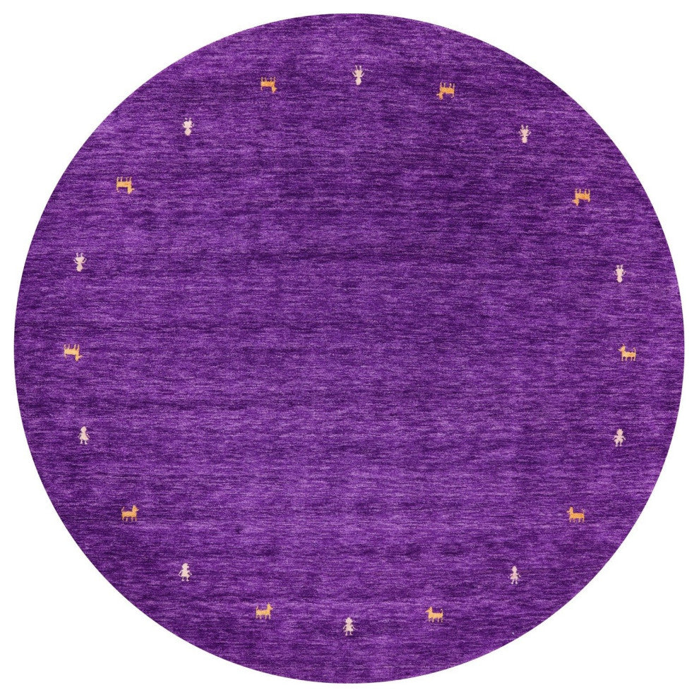8' Round Persian Gabbeh Hand-Knotted Rug Q4332