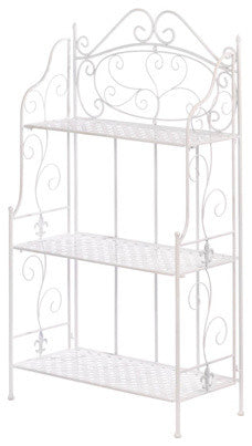 White Basket Weave Bakers Rack