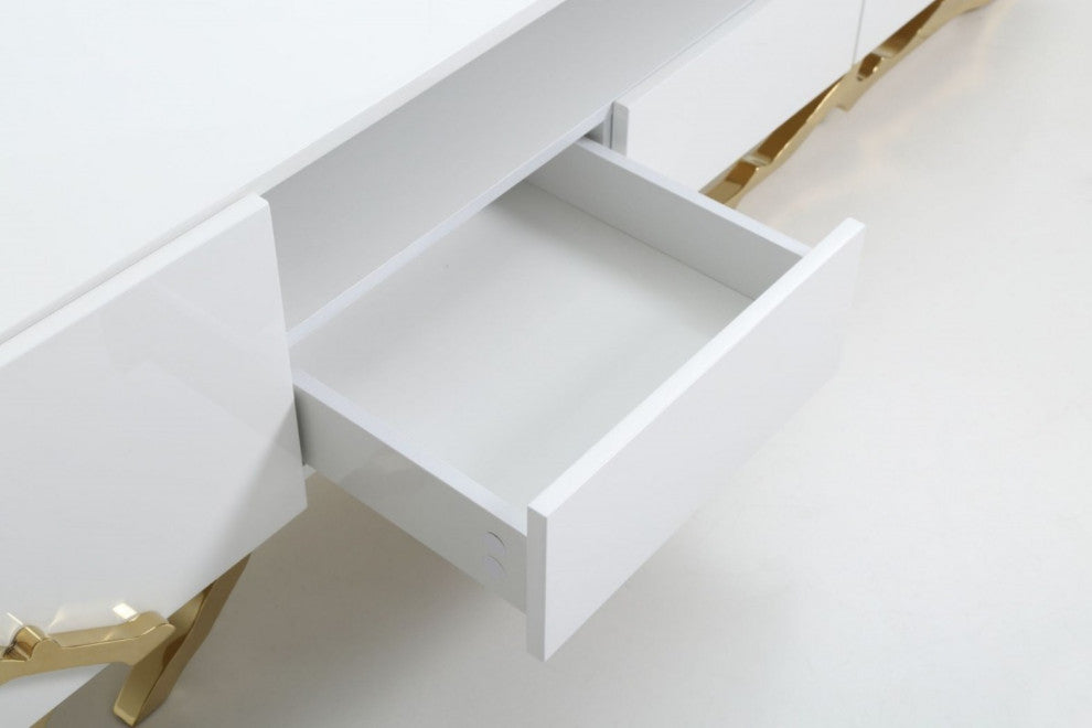Modrest Legend 87"-Wide Modern White Gold TV Stand