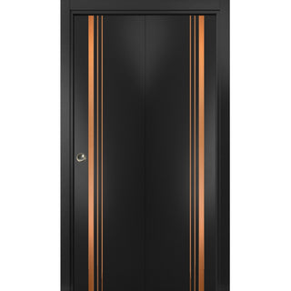 Bi-fold Doors 36 x 80 | Planum 1010 Matte Black with  | Sturdy Tracks