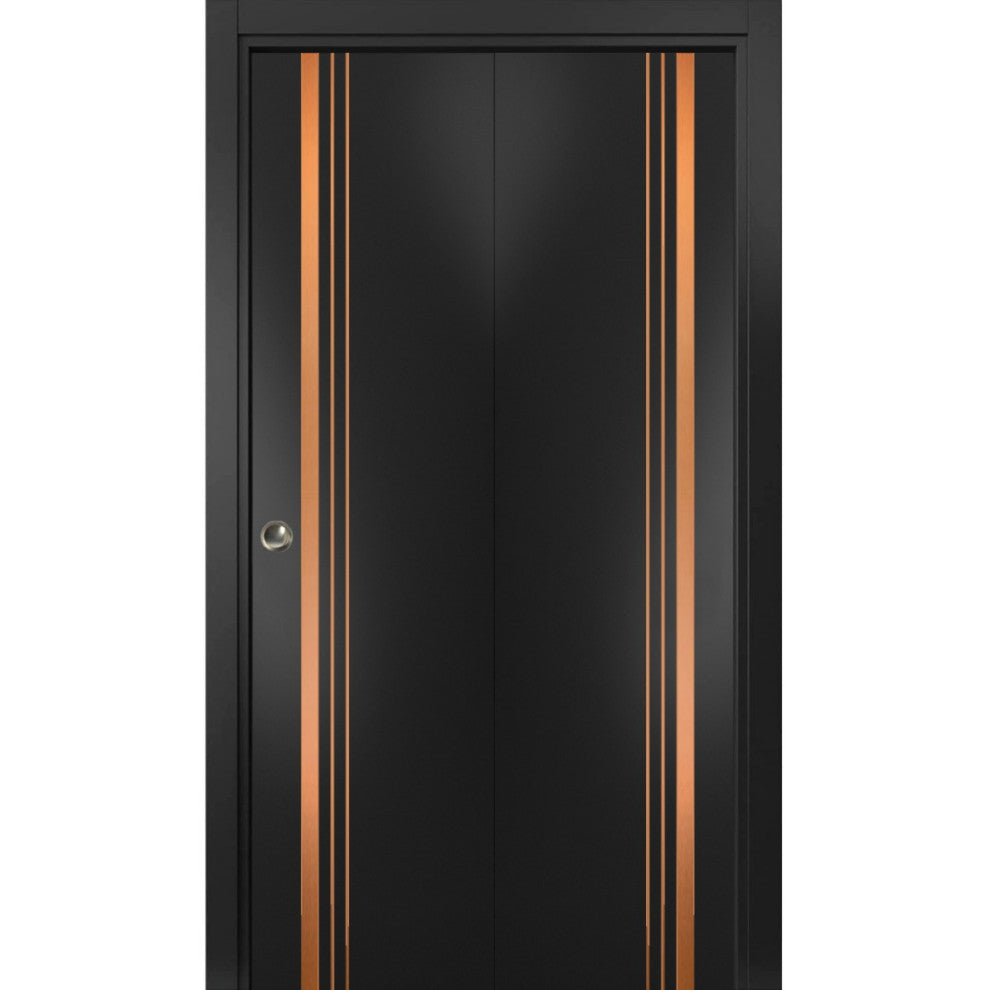 Bi-fold Doors 36 x 80 | Planum 1010 Matte Black with  | Sturdy Tracks