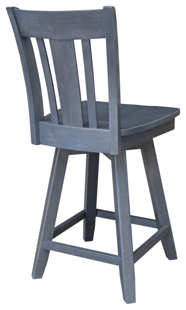 San Remo Counter Height Stool with 24 in. H Swivel Seat in Heather Gray