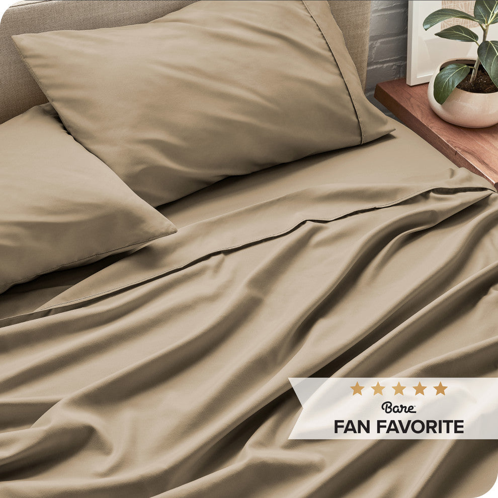 Bare Home 1800 Microfiber Sheet Set, Taupe, Queen