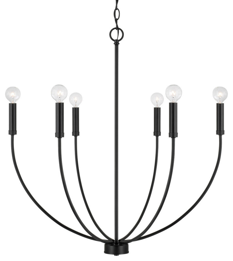 Capital Lighting 452161 Ansley 6 Light 30"W Taper Candle Style - Matte Black