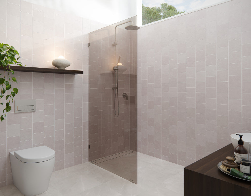 Ursa 36 in. x 78 in. Fully Frameless Fixed Glass Shower Panel With Bronze Tint, Brushed Nickel