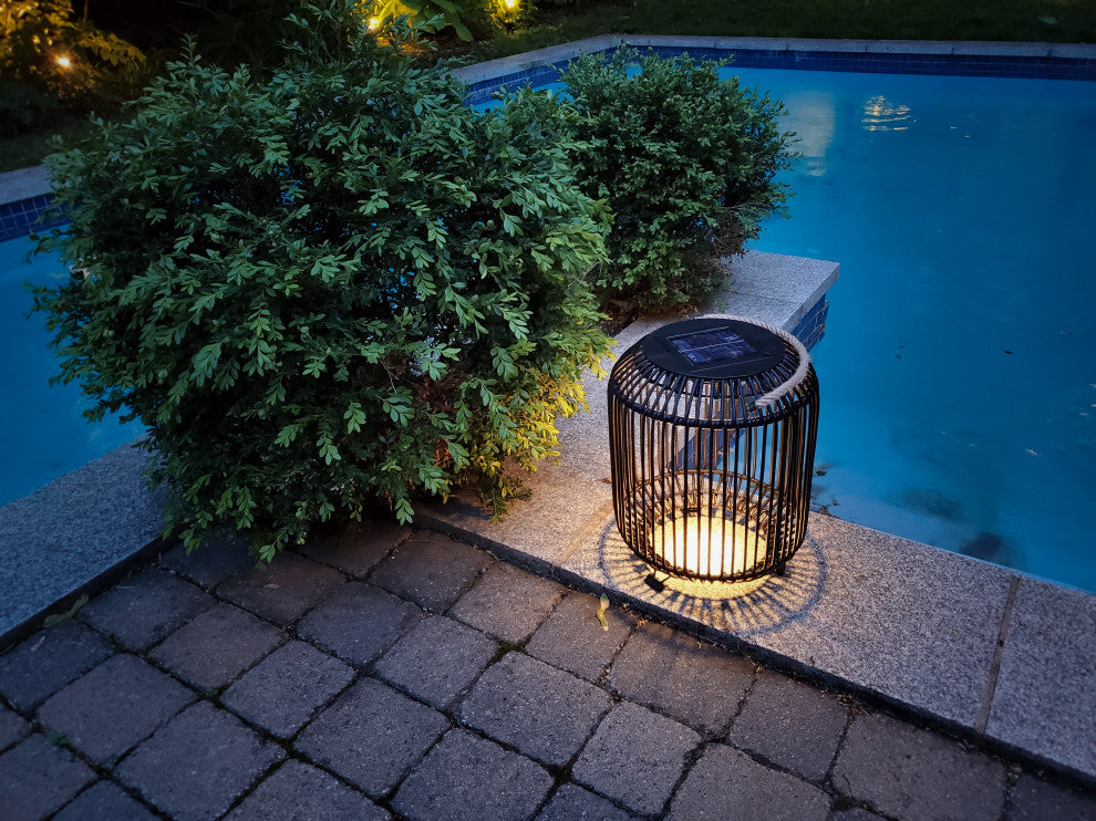 Tulum 11 x 15 in. Solar LED Outdoor Patio Lamp-Black