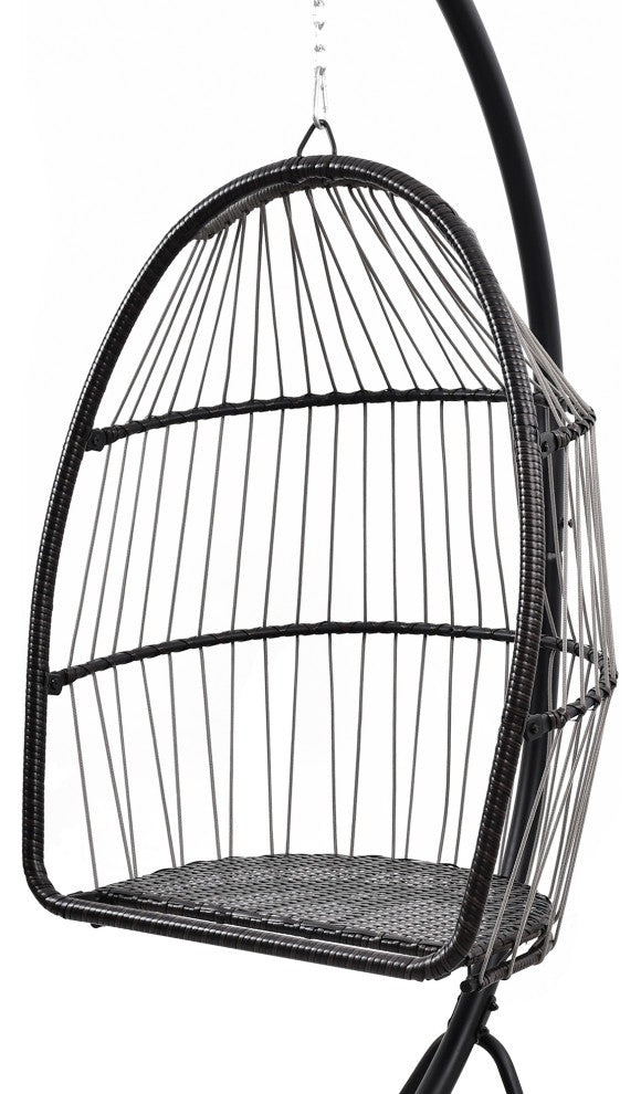 Outdoor Rattan Swing Chair Hanging Egg Chair With Cushion and Pillow