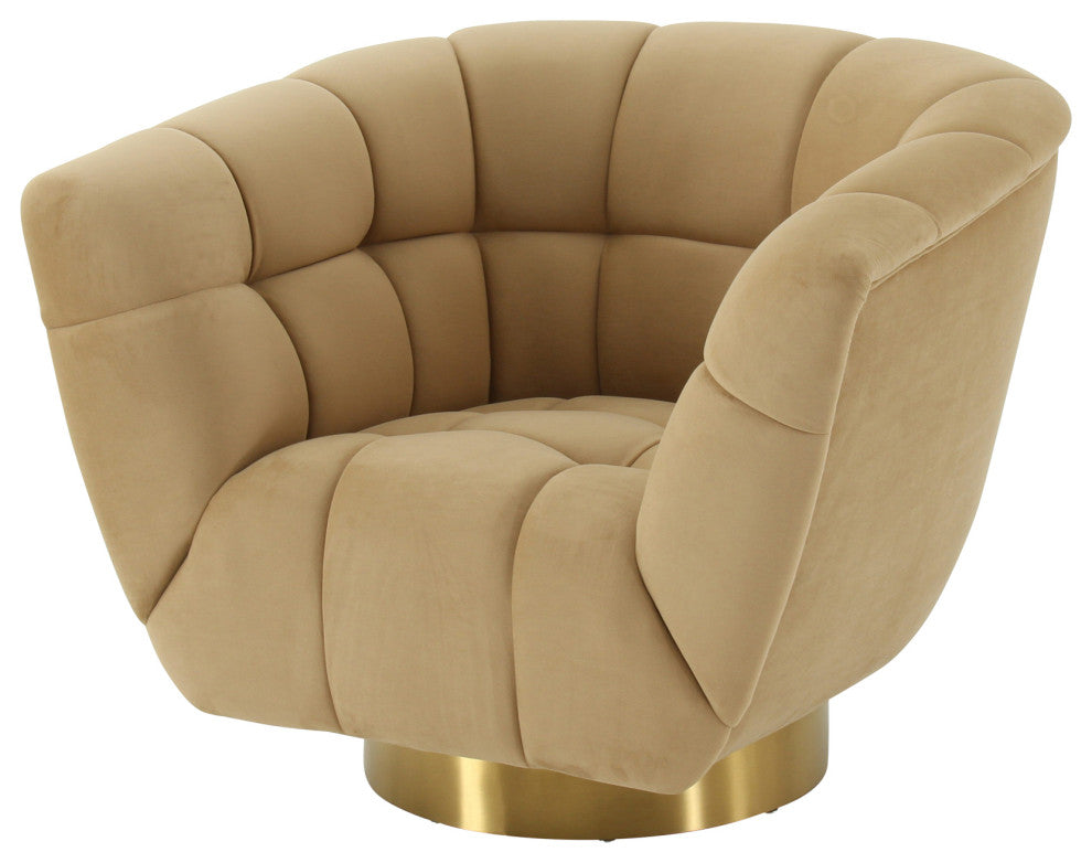 Divani Casa Granby Glam Mustard and Gold Fabric Chair
