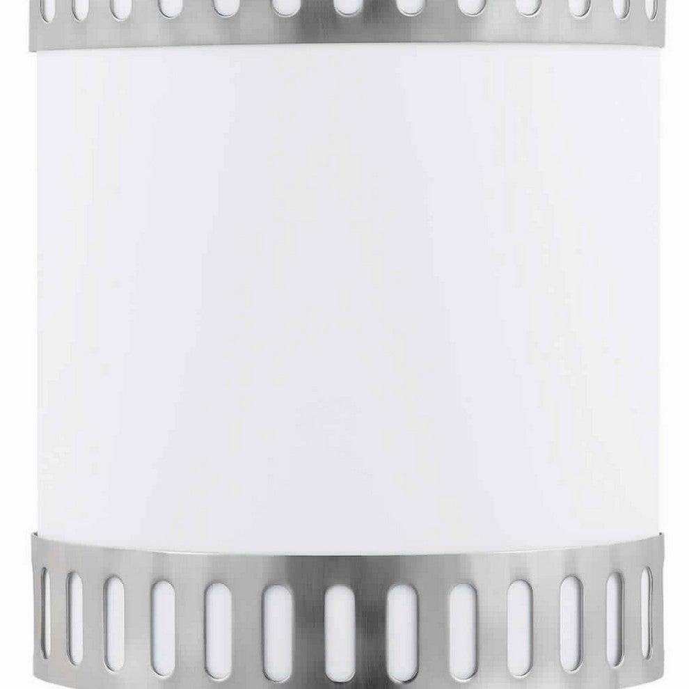 Benzara BM220699 18W Wall Lamp with Acrylic Plate and Steel Trim, White and Gray