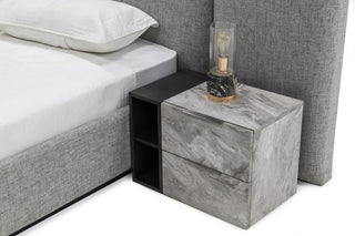 Nova Domus Maranello Gray Bed and 2 Nightstands, Queen