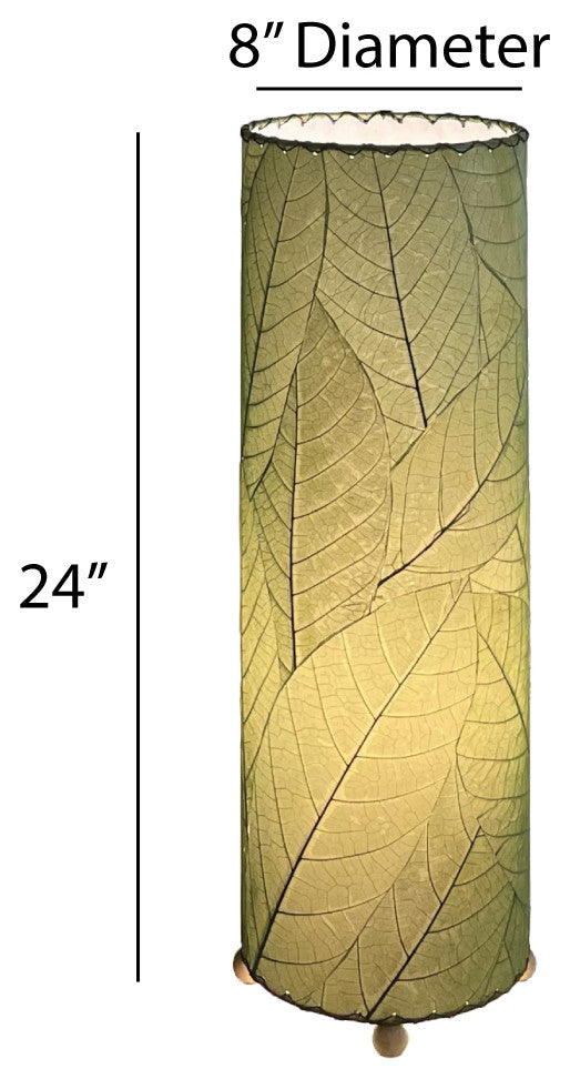 24 Inch Cocoa Leaf Cylinder Table Lamp Green